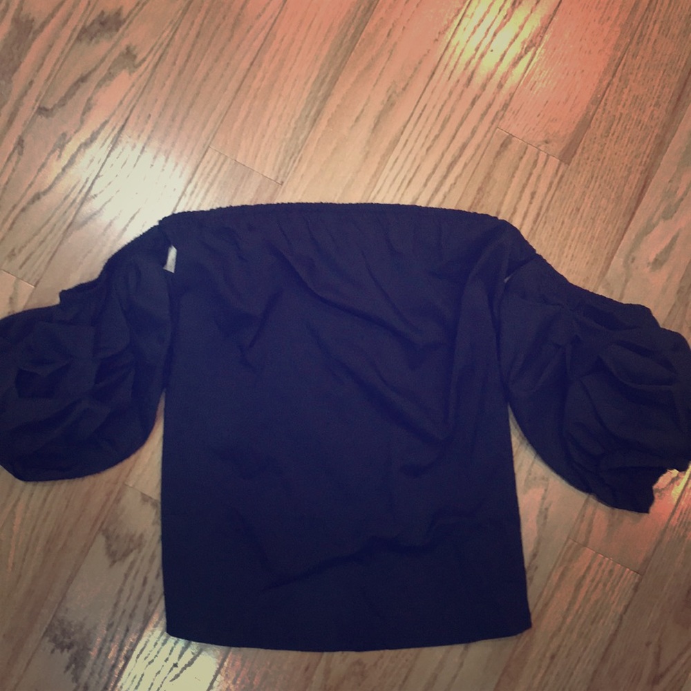 Black strapless top with sleeves